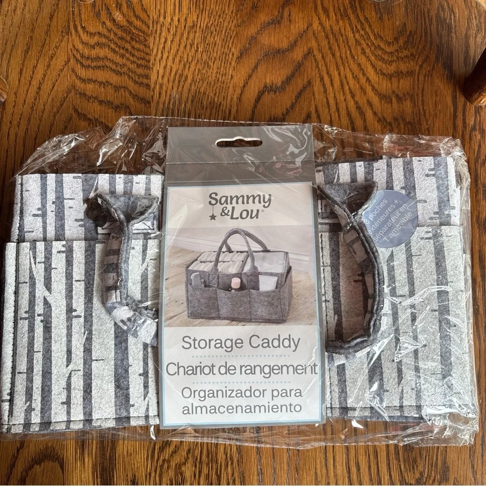 Sammy & Lou Felt Storage Caddy - Birch, Grey Print Removable Divider Sealed